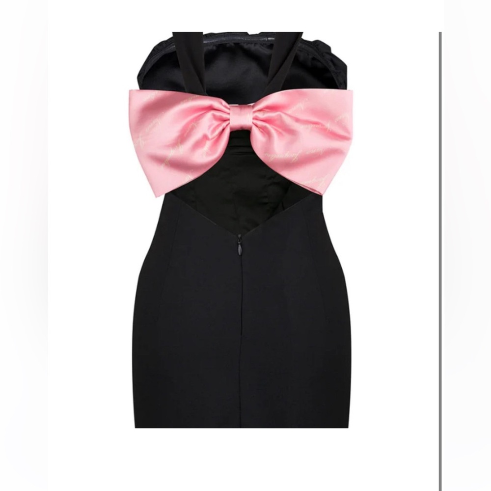 Nana Jaqueline Samba Black Strapless Dress with Pink Satin Bow